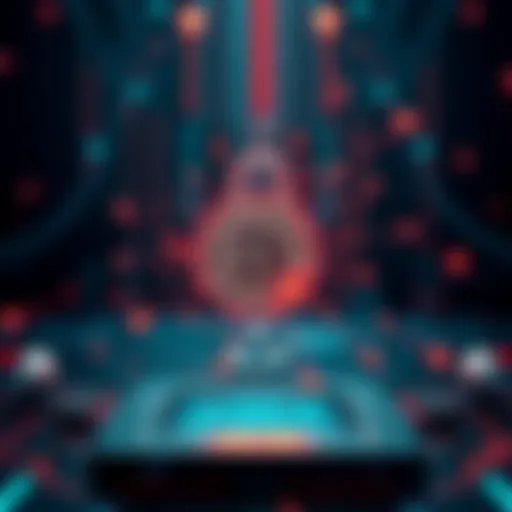 A graphic showing a quantum computer targeting Bitcoin wallets with a digital lock. Represents the risk to Bitcoin security.