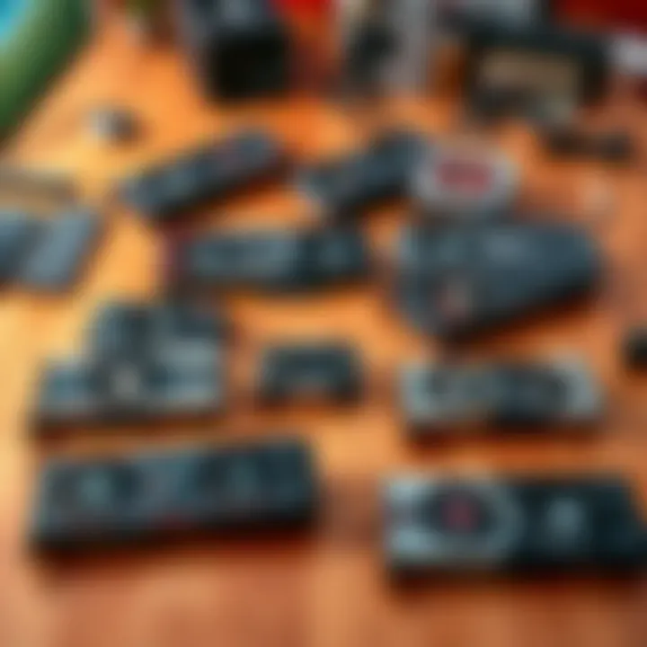 A collection of GPU graphics cards laid out on a wooden desk, showcasing different models and sizes, some with dust, reflecting the shift in usage after Ethereum's transition.