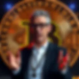 Grant Cardone in front of a Bitcoin graphic, announcing his sale of all Bitcoin holdings.