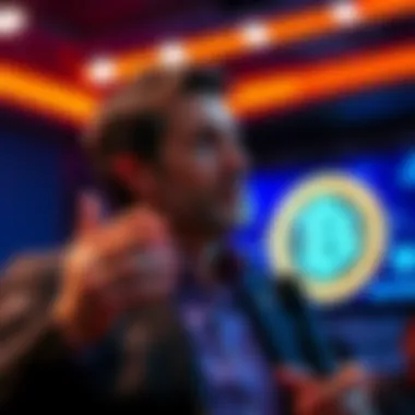 Grant Cardone discussing Bitcoin Grant Cardone speaking about Bitcoin's future as a mainstream currency during a presentation