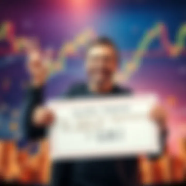 An investor smiles and holds a sign thanking the community for the buying opportunity at 61K, surrounded by financial charts and coins.