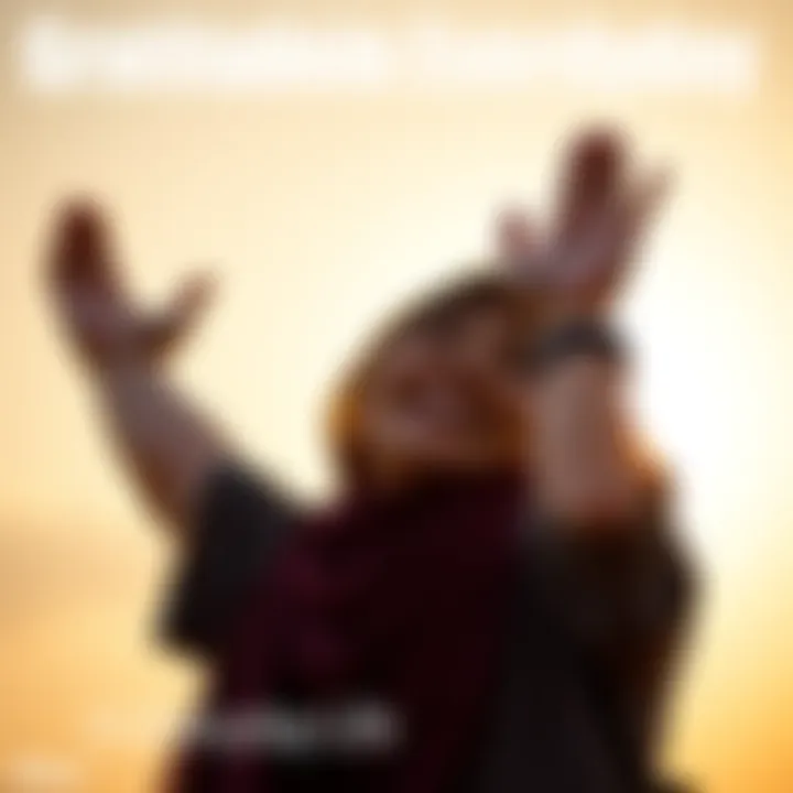 A person smiling with hands raised in appreciation against a sunny background, symbolizing gratitude and positivity in life.