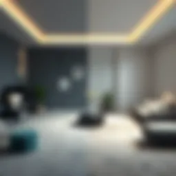Light Gray and Dark Gray Carpets A side-by-side comparison of light gray and dark gray carpets in a modern living room setting
