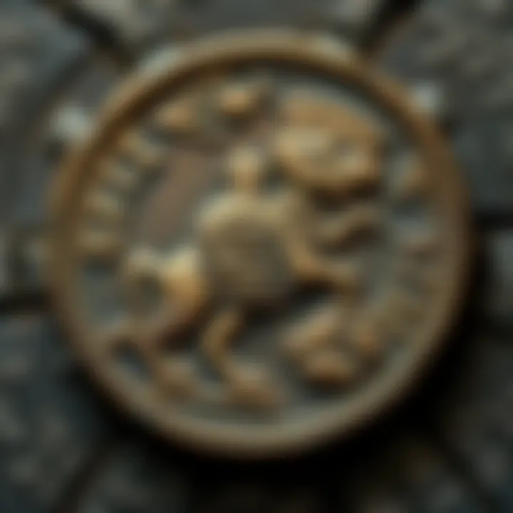 A close-up of a Heliokles-type tetradrachm, showcasing Greek and Asian design elements, symbolizing the Greco-Baktrian Kingdom's culture.