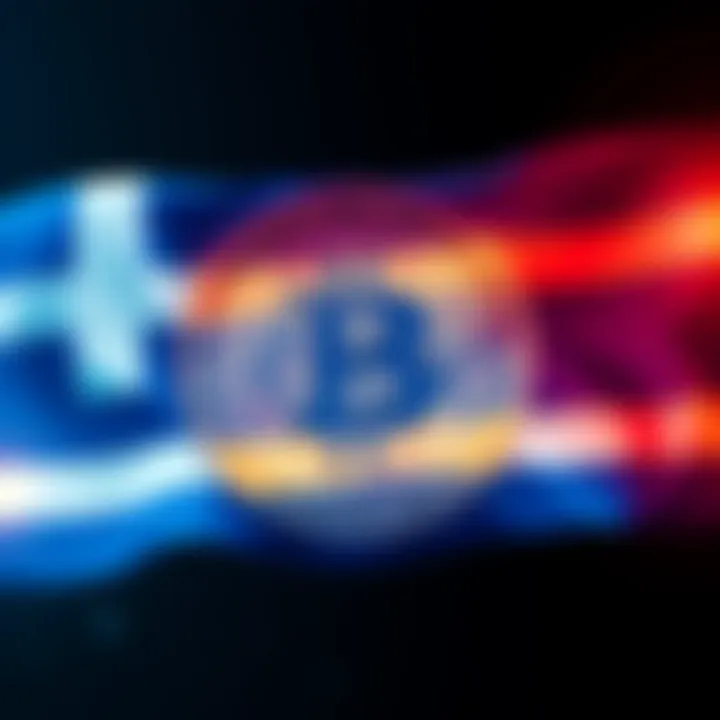 A graphic depicting a digital currency symbol with a Greek flag overlay, representing the new 15% tax on cryptocurrencies in Greece.