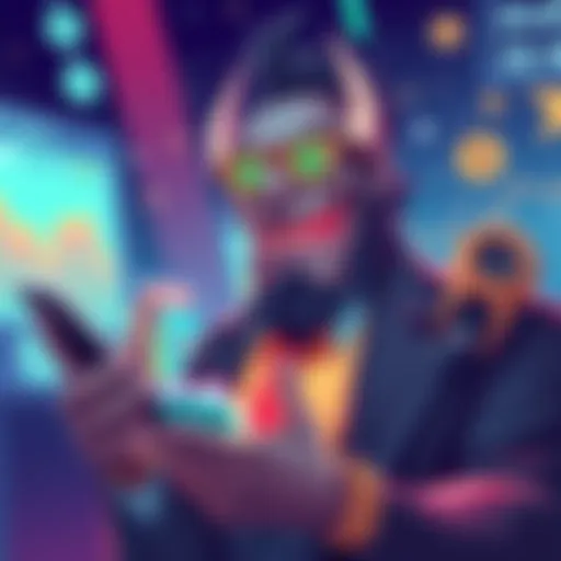 An illustration depicting Grok sharing insights about AVAX's growth potential with investors, featuring charts and positive symbols