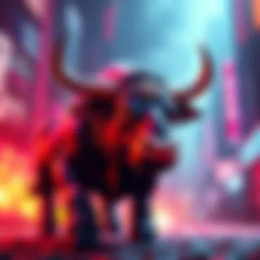 A vibrant graphic showing Grok as a bullish figure in the HBAR market, symbolizing rising trends and investments in cryptocurrency.