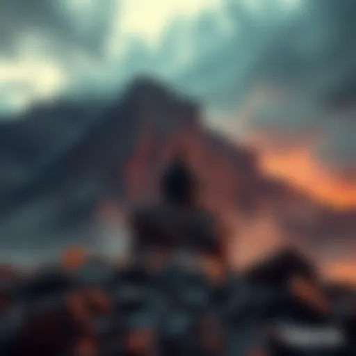 Grounded in Chaos A person sitting calmly on a rock in a stormy landscape, representing resilience amid uncertainty.