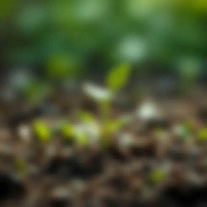 A green sprout breaking through the soil, symbolizing positive economic growth and renewal in spring.