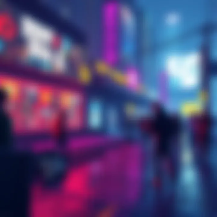 A vibrant game scene from GTA6 showcasing players trading in-game assets as NFTs, with various collectible items highlighted.