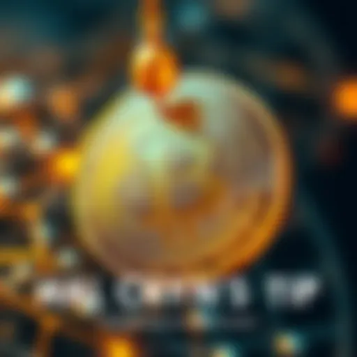 A digital representation of Bitcoin being tipped, symbolizing generosity in the cryptocurrency community, with text highlighting Hal Finney's legacy.