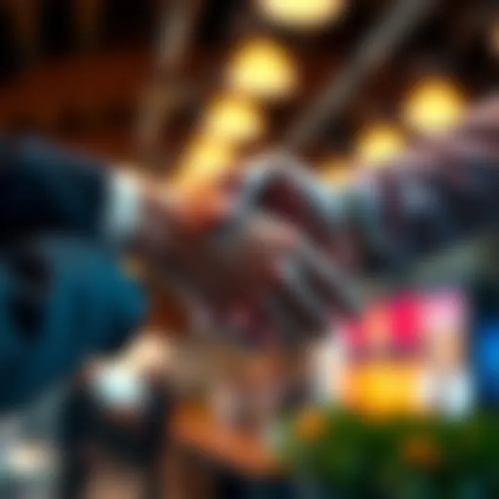 Handshake symbolizing gratitude A close-up of two hands shaking, representing the phrase 'You're welcome' and social connections.