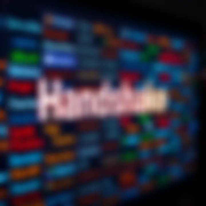 A collection of popular domain names displayed on a digital screen, representing users' favorite choices from Handshake.