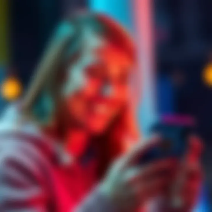 A person smiling while using the Revolut mobile banking app on their smartphone