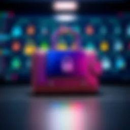 A hardware wallet with a padlock symbol, representing its security features. The background shows a blurred computer screen with digital locks.