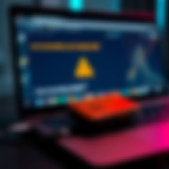 Hardware Wallet and Computer Screen A hardware wallet connected to a laptop showing a security warning