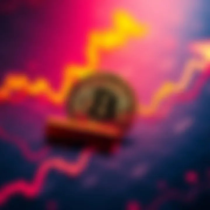 A representation of HBAR coin placed on a graph indicating price growth towards one dollar.