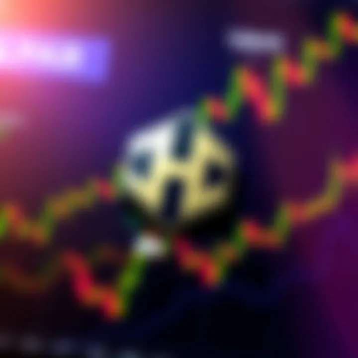 Hbar logo positioned on a financial chart with fluctuating cryptocurrency trends