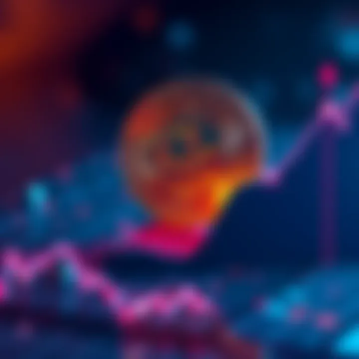 A digital representation of HBAR coin rising above a graph indicating steady growth, symbolizing investment success and strategy in cryptocurrency.