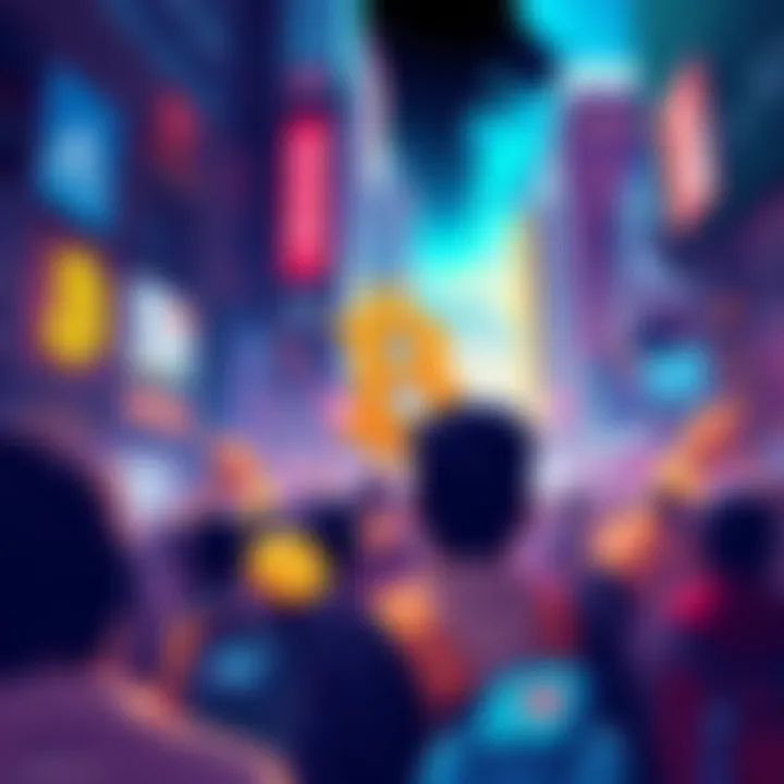 An illustration showing HBAR's stability compared to declining BTC and ETH prices, depicting calmness amidst market chaos.