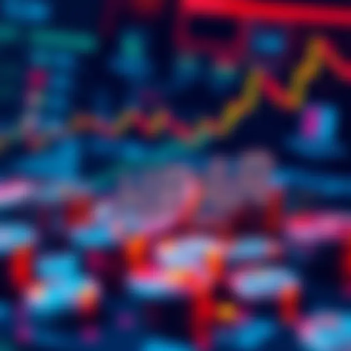 A visual representation of HBARs symbolizing investment growth through staking, featuring digital assets and financial charts.