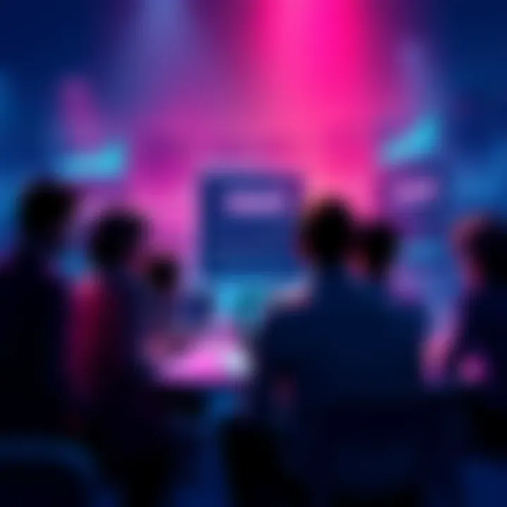 HBAR Token Discussion A group of people discussing HBAR token investments and USDC holdings on Hedera platforms, with financial charts and graphs displayed.