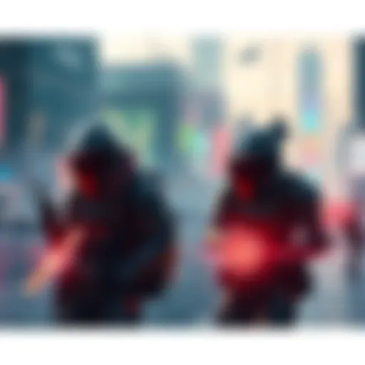 A futuristic scene showing HBARbarians engaging with technology and urban settings in 2029, showcasing their influence in various sectors.