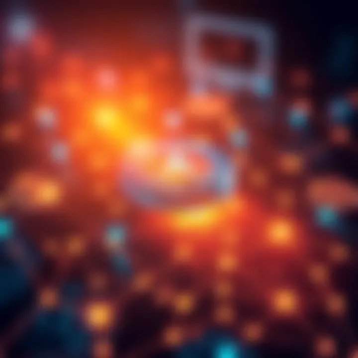 Graphic showing Hedera logo with blockchain network connections and digital elements representing innovation.