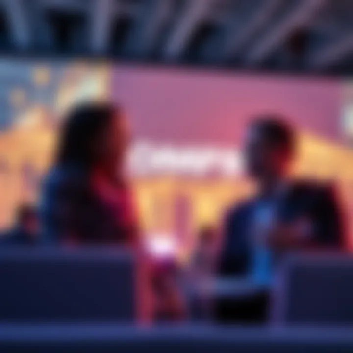 Isadora Arredondo and Andrew Forson speaking at the OMFIF Digital Money Summit with major banks in the background