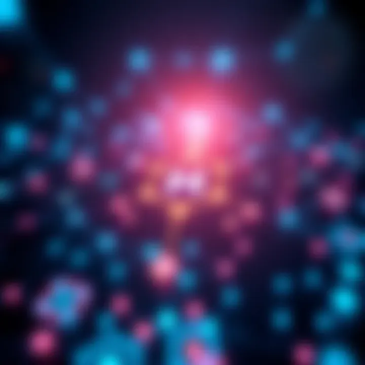 A visual representation of Hedera's blockchain technology showing interconnected nodes and digital symbols.