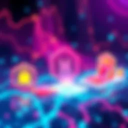 Hedera NFT Revolution Illustration of digital assets showcasing secure NFTs on Hedera platform, featuring vibrant colors and a modern design.