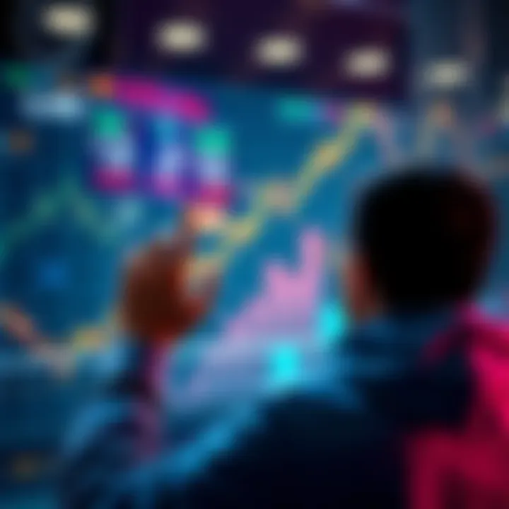 A person looking at a chart with rising assets, symbolizing the importance of holding investments during market changes.