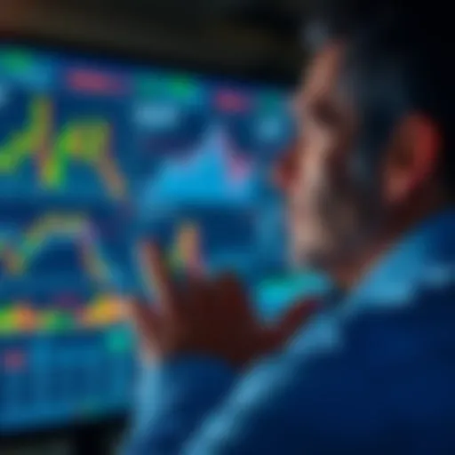 A person looking thoughtfully at financial graphs and charts on a screen, reflecting on their investment strategy.