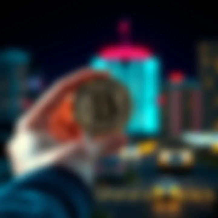 A person holding a Bitcoin in their hand, symbolizing investment and savings.