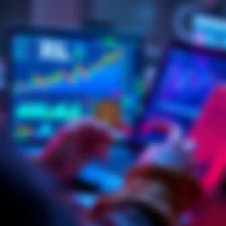 Person analyzing XLM cryptocurrency on a laptop with financial charts