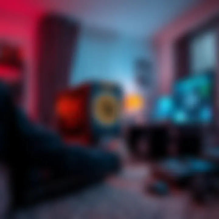 A person setting up a Heatbit home mining machine in their living room, showcasing the device and computer setup with a focus on cryptocurrency mining.