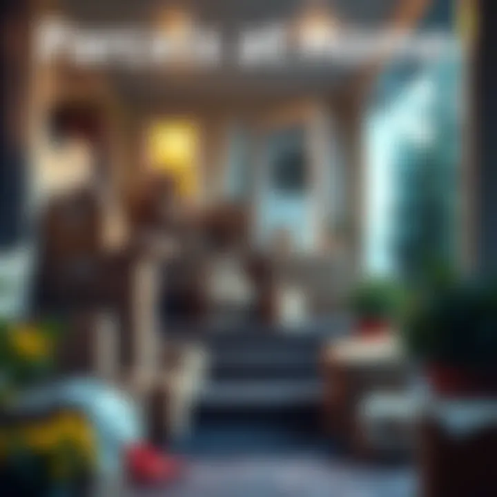 A front porch filled with boxes, suggesting a busy home base, raising concerns about security and visibility.