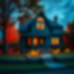 A cozy house with cryptocurrency symbols around it, representing a passion for digital currency investment.