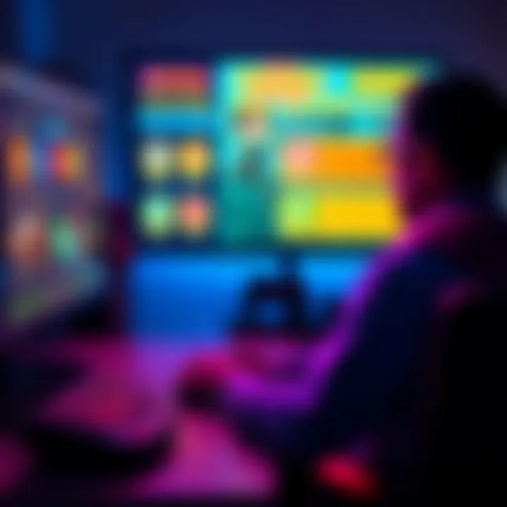 A homebound player sitting at a desk, engaged in a video game with challenge badges displayed on the screen