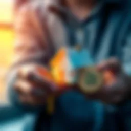 A person holding a house key and a Bitcoin symbol, representing the use of Bitcoin as collateral for a mortgage