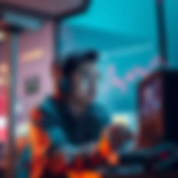 A frustrated business owner looking at a hotspot miner that is not providing HNT rewards, surrounded by data charts showing high data usage but no earnings.