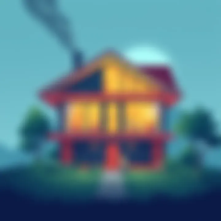 An illustration showing a modern house symbolizing the concept of honse in discussions and interactions.