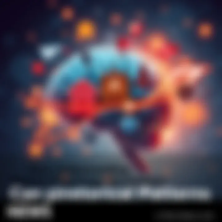 A brain illustration with symbols representing human instincts and historical events surrounding it