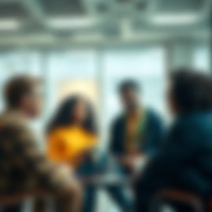 A group of diverse people discussing their actions and motivations in a casual setting.