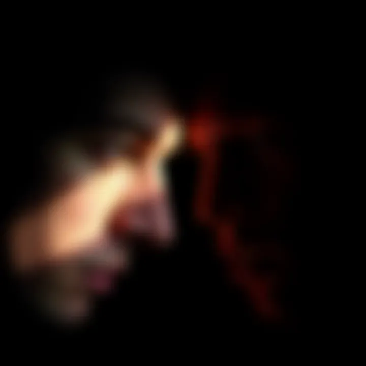 Two human faces in shadow and light showing conflicting emotions and thoughts
