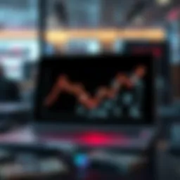 A graphic showing a laptop with a downward graph illustrating a market crash, symbolizing a significant loss in value, with icons of money fading away.