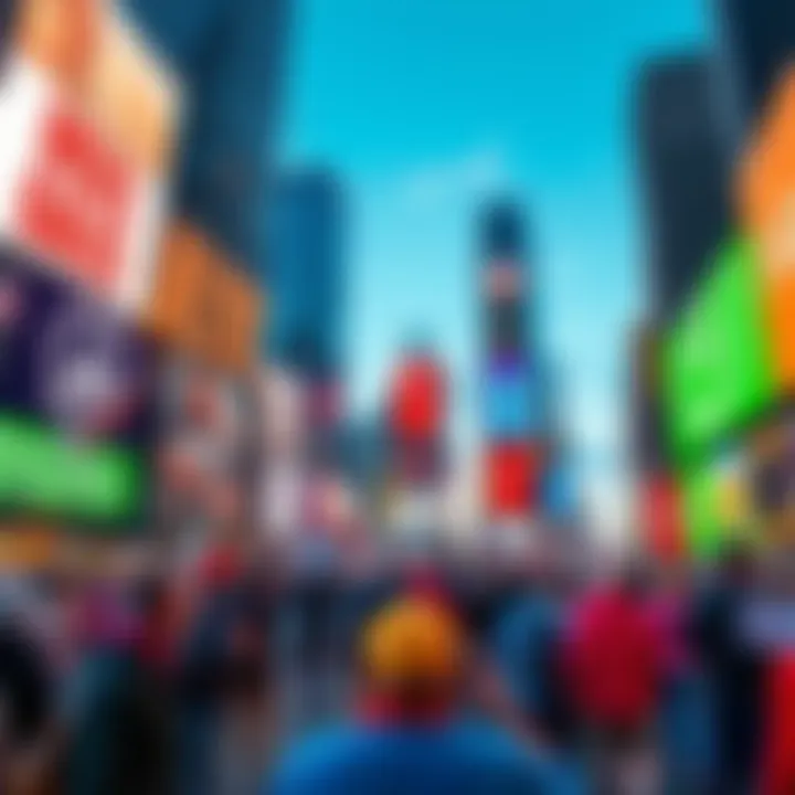 A vibrant representation of the $IMG community rallying together in Times Square, showcasing unity and passion for cryptocurrency.