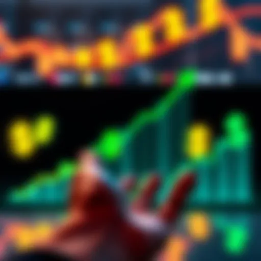 A person holding a graph showing upward investment trends with dollar signs in the background, symbolizing steady growth through dollar-cost averaging.