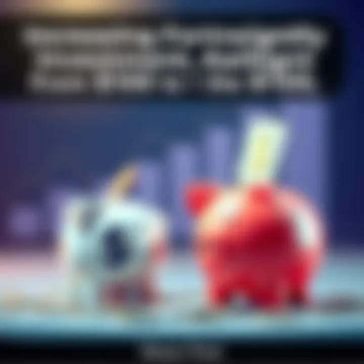 Increasing Investment Amount A visual representation of boosting investment from a lower to a higher amount, featuring piggy banks with different dollar signs, illustrating growth in savings.