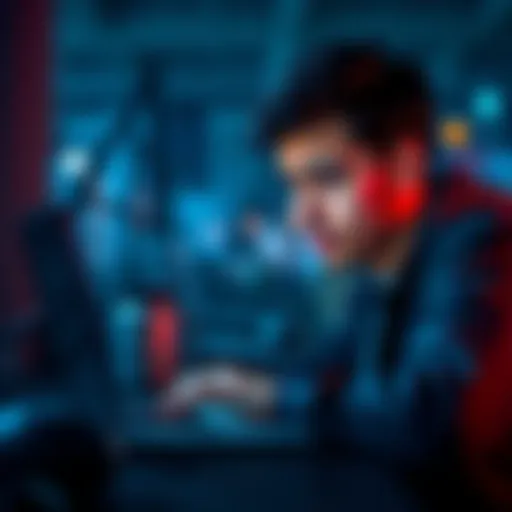A person looking worried while browsing forums on a laptop for advice on recovering financial losses in cryptocurrency.